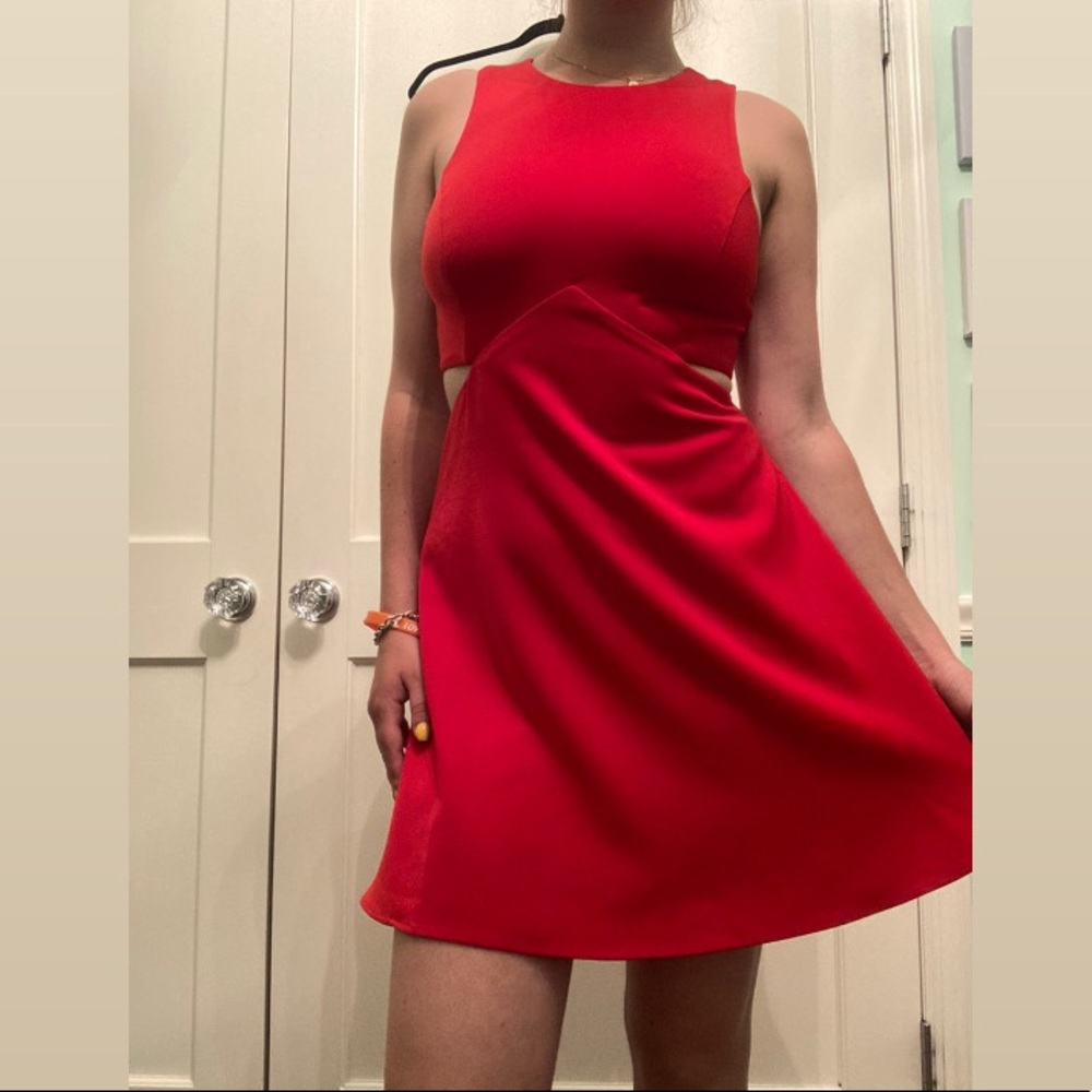 Red cut out mini dress